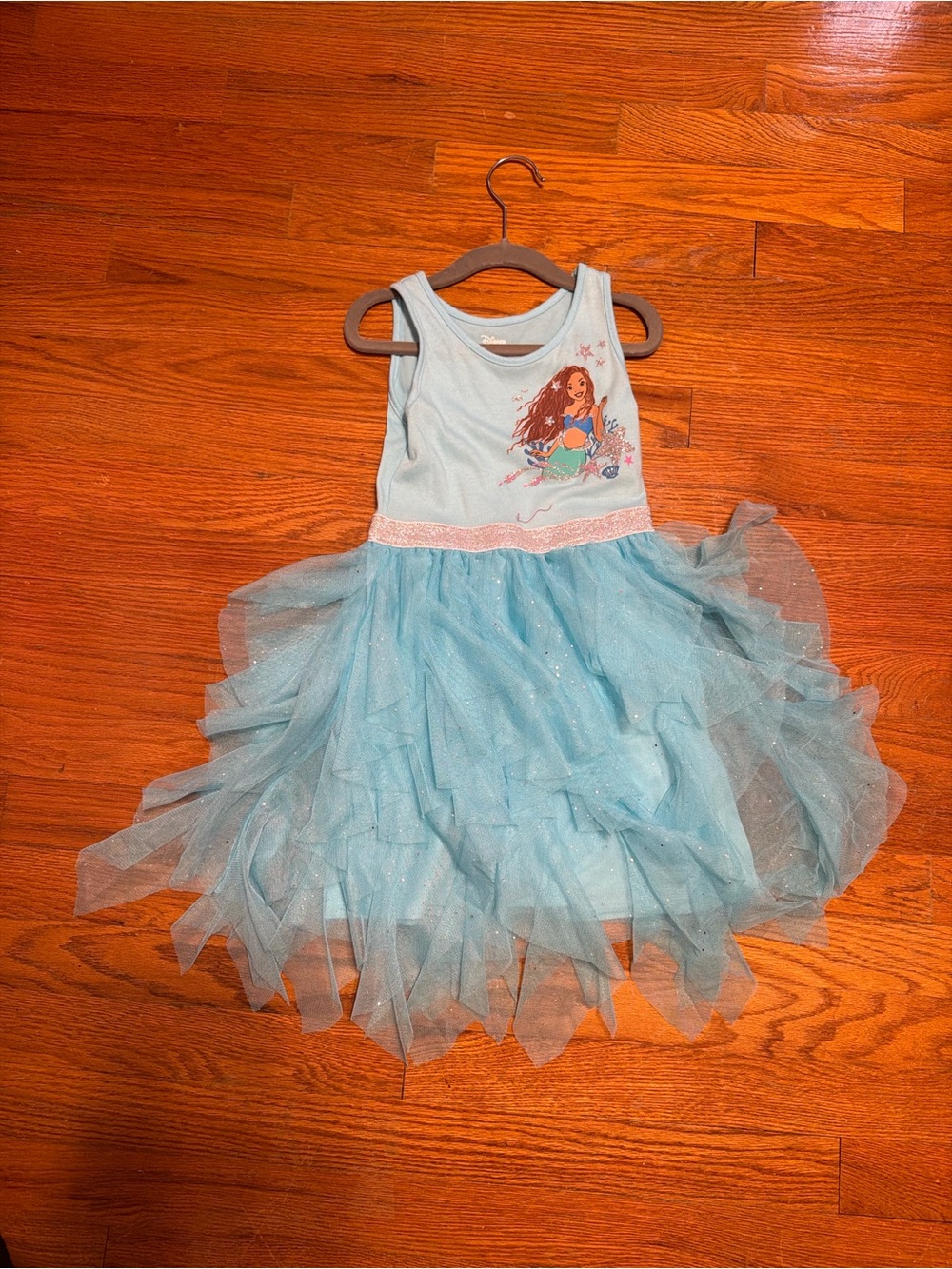 Disney Ariel Little Mermaid Sparkle Tulle Dress Size 5T Blue Princess Dress - Picture 2 of 4